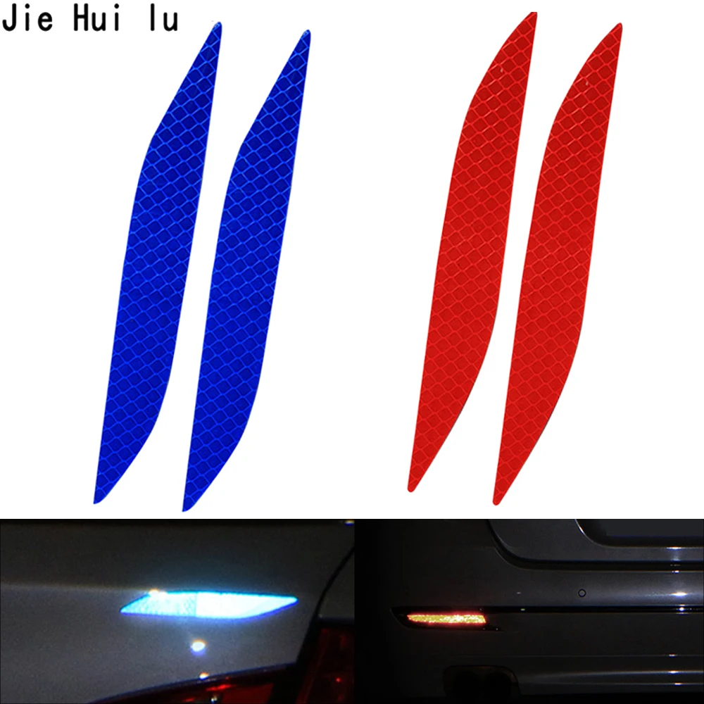 

2Pcs Car Trunk Safety Warning Reflective Stickers Wheel Bumper Reflective Warning Decal Reflector Safety Strip Sticker