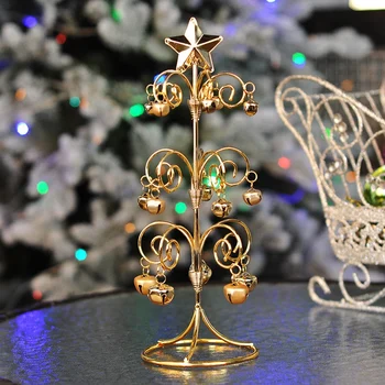 

Mini Christmas Tree Decoration Wrought Iron Bell Christmas Tree Desktop Miniature Decorations For Home New Year Supplies