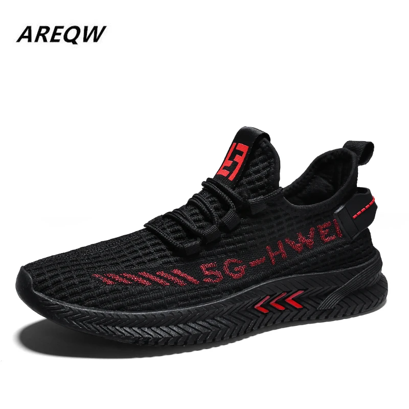 

2019 Spring and Autumn Flying Woven Mesh Color Matching Men's Casual Shoes Shockproof Flat Bottom Strap Sports Shoes Men's Shoes
