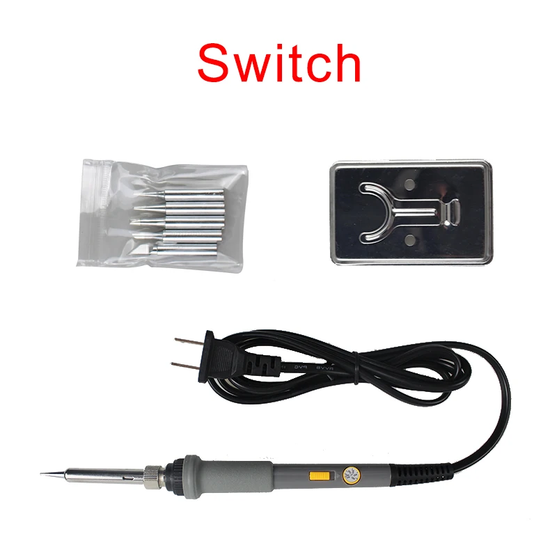 US PLUG WITH SWITCH Паяльник светодиодный с регулируемой температурой Электрический внутренний нагрев паяльная станция ЕС вилка США вилка - Цвет: US PLUG WITH SWITCH