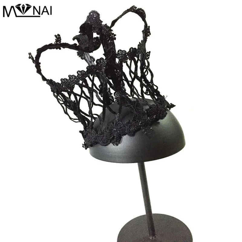 

Женский винтажный головной убор Cosplay Crown, Черные Кружевные Полые короны в стиле барокко, модные костюмы для показа