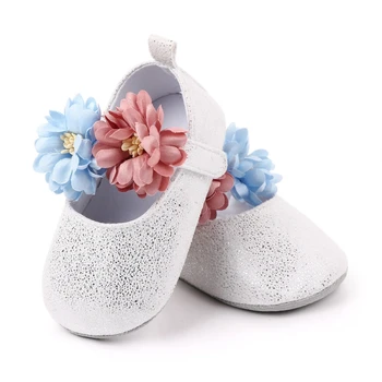 

Newborn Infant Baby Girl Spring Shoes Soft Sole Crib Shoes Prewalker Toddler Anti-Slip Cute Flowers T tied First Walkers