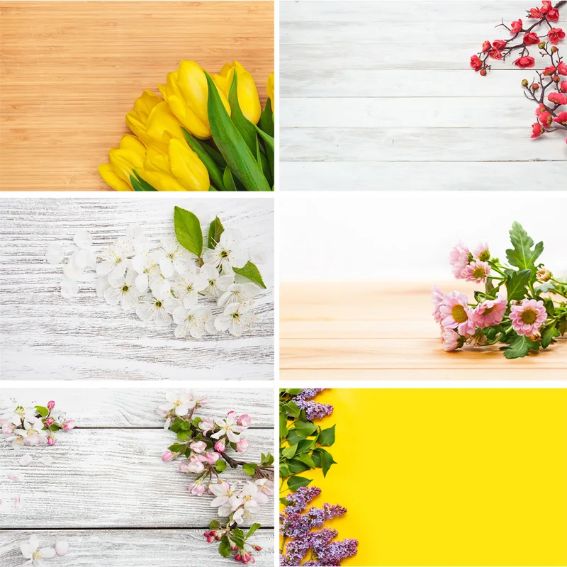 Vinyl Custom Photography Backdrops Prop scenery+ Flower and Wooden Planks Theme Background 200207FK-00013 | Электроника