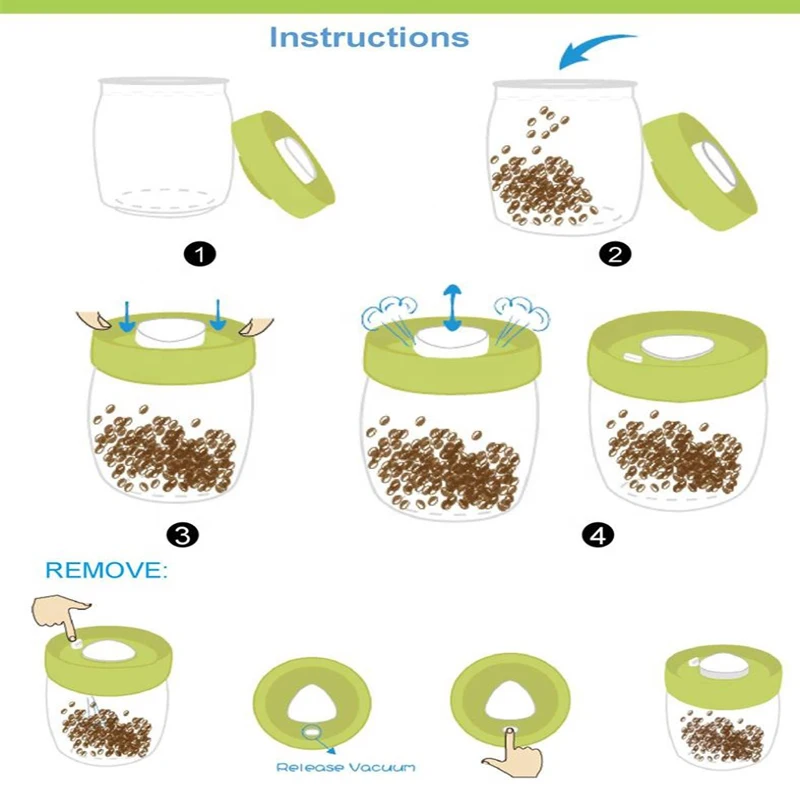 Vacuum Food Container One-button Inner Pump Airtight Plastic Storage Jars Coffee Container Set  Lunch Box Kitchen Accessories