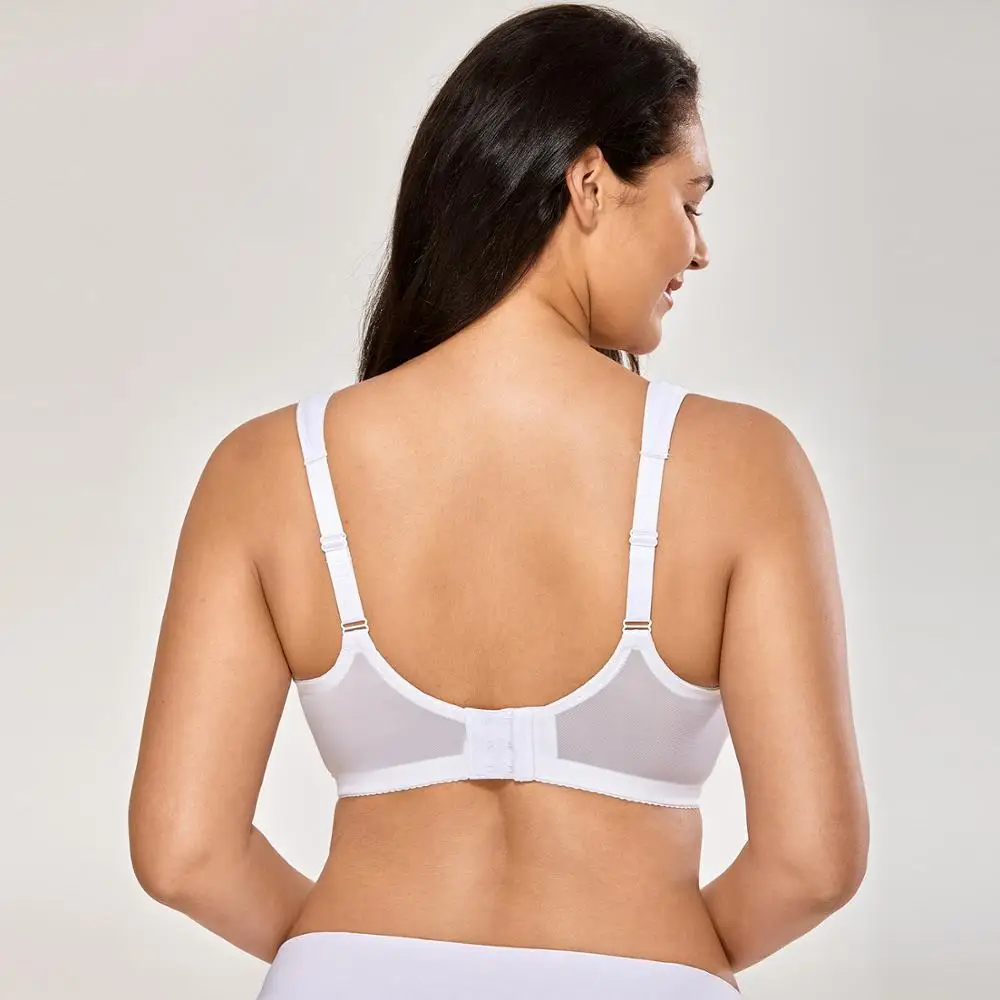 Delimira Women's Unlined Full Figure Support Wire free Lace Minimizer Bra Plus Size