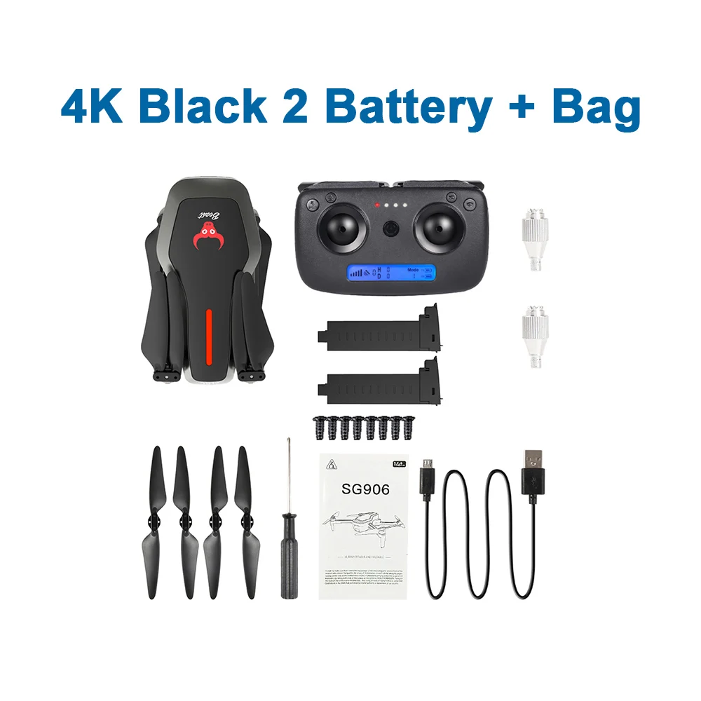 4K Black 2 Battery SG906 gps RC Квадрокоптер WiFi fpv складной с 4K камерой 1080P бесщеточный селфи оптический поток позиционирования RC Квадрокоптер - Цвет: 4K Black 2 Battery