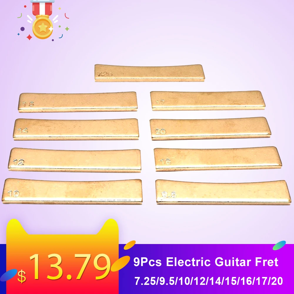9Pcs Electric Guitar Fret Press Caul Inserts Golden Brass ...