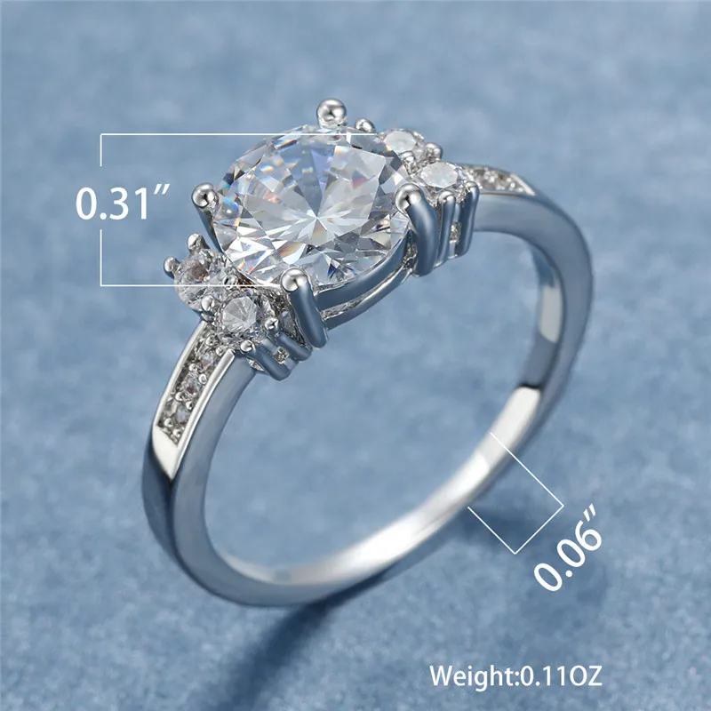 Роскошные женские круглые циркониевые кольца на палец Романтическая любовь обручальные кольца для женщин Элегантные 925 пробы серебряные кольца