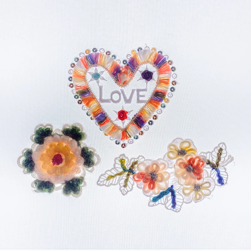 

2 pieces Lace Appliques Cloth Patch Trim for Kids Dress Coat Trimmings Home Textiles Sewing Flowers Mesh Handmade DIY 3 Models