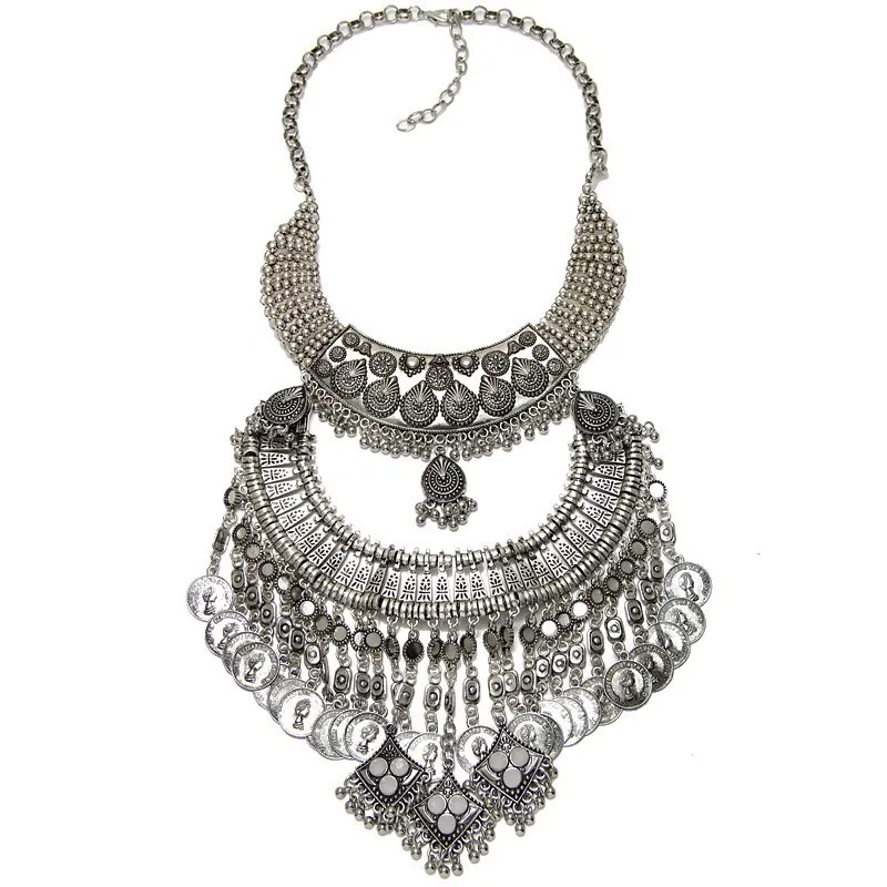Style B Новинка, женское модное ювелирное изделие, винтажное, серебряное, цвет, макси воротник, длинная цепочка, кристалл, колье, массивные ожерелья, подвески - Окраска металла: Style B