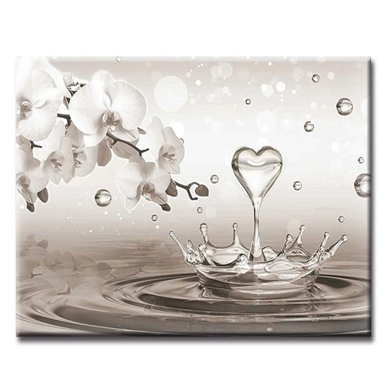 Diamond Mosaic White Flower 5d Diy Diamond Painting Cross Stitch Round Round Rhinestone Diamond Embroidery Gift