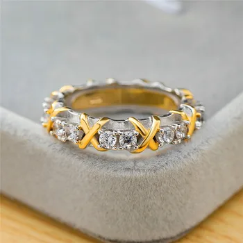

Luxury Female Small Nature Stone Cross Ring Fashion Promise Wedding Rings For Women Unique 925 Sterling Silver Party Finger Ring