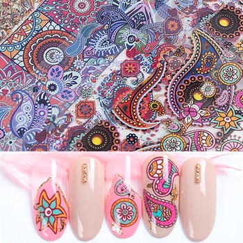 

10 Sheets Flower Foils Finger Nail Art Sticker Decal Naklejki Na Paznokcie Transfer Tips Decal Nail Art Transfer Sticker Wraps