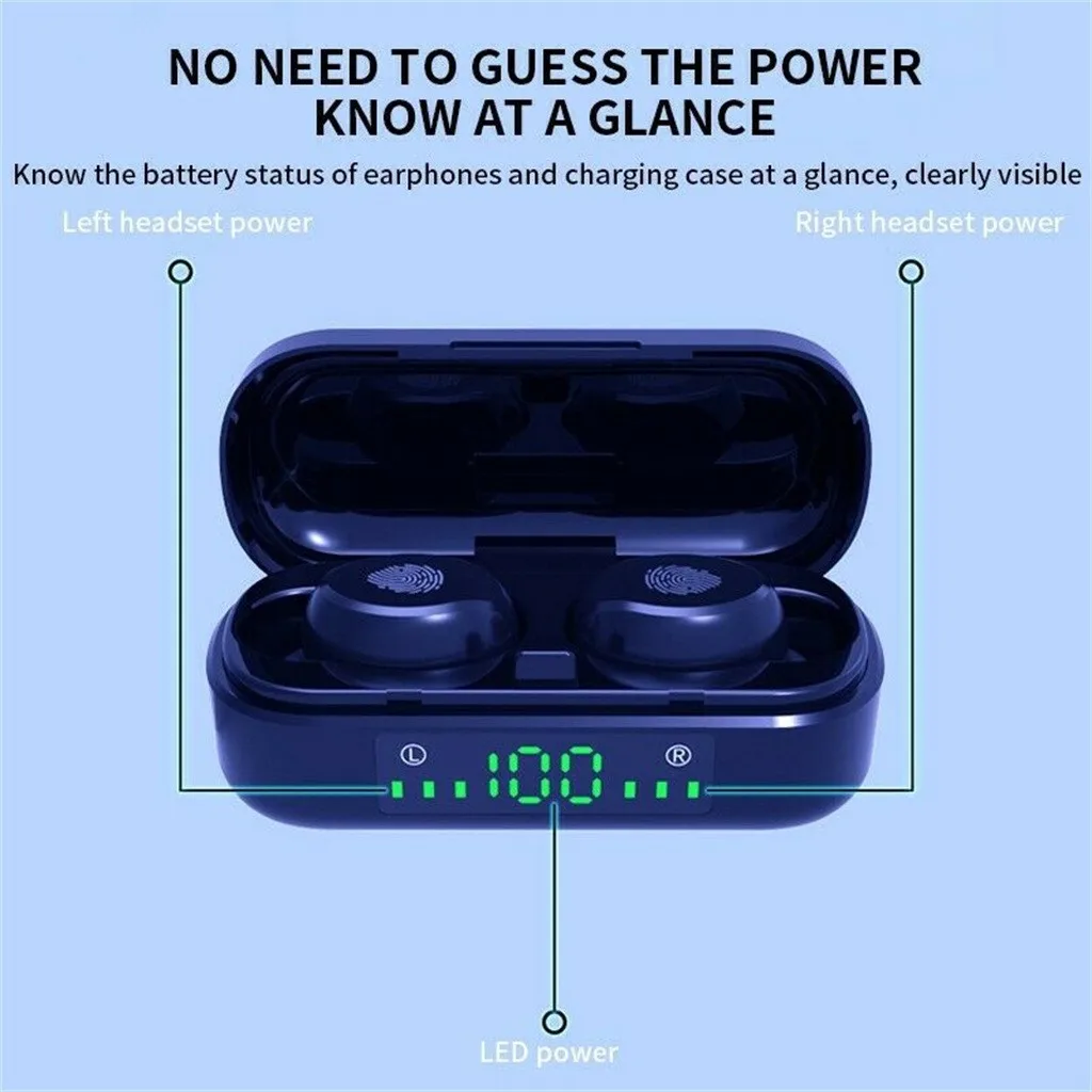 Мини Bluetooth наушники водонепроницаемые беспроводные наушники HIFI светодиодный дисплей наушники audifonos para celular наушники 1210#2