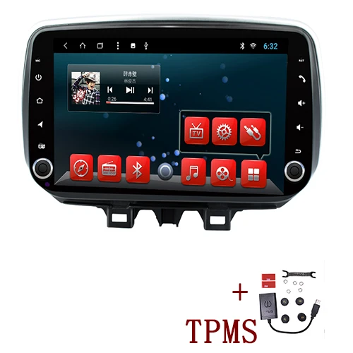 YAZH 1 Din Авторадио gps для hyundai Tucson/Ix35 с Android 9,0 Восьмиядерный ОЗУ 2 Гб ПЗУ 32 ГБ/10,1 дюймов дисплей - Цвет: with External TPMS