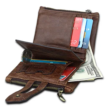 

Genuine Leather Men Wallet Small 2019 New Men Walet Zipper&Hasp Male Portomonee Short Coin Purse Brand Perse Carteira For Rfid