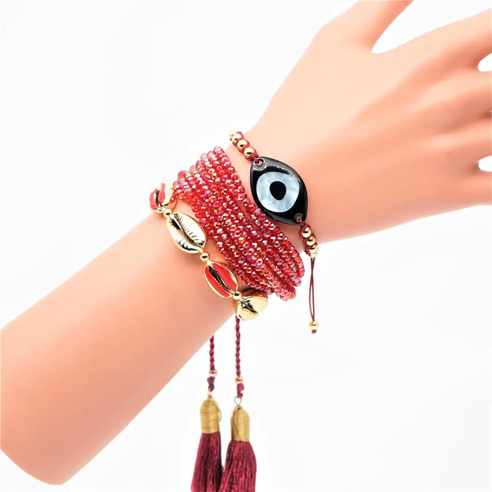 

Go2boho Evil Eye Bracelet Pulseras Mujer 2019 Boho Shell Bracelets Summer Beach Crystal Jewelry Women Handmade Tassel Bileklik