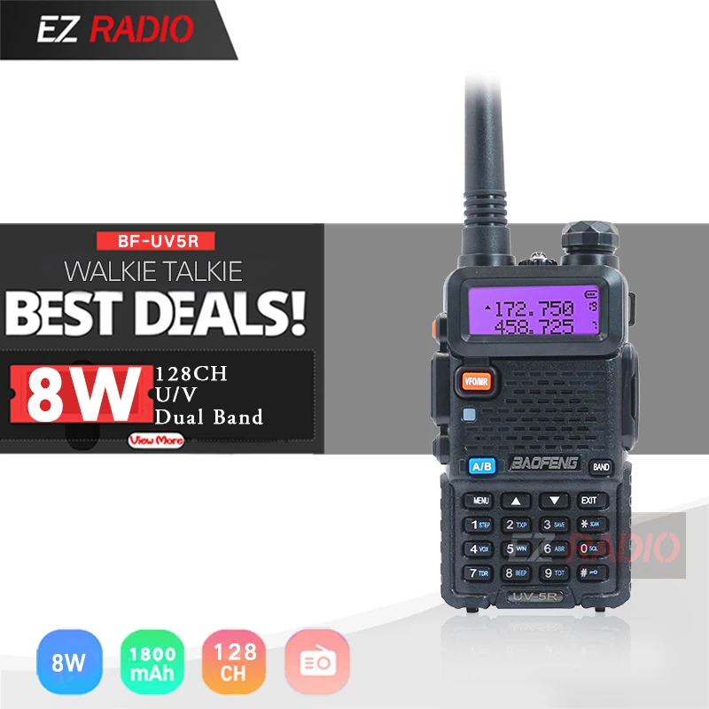 Good Deal Walkie-Talkie Hunting-Radio Baofeng Uv5r UV-5R UV-82 5W 8W 10-Km zOKO6QjRR