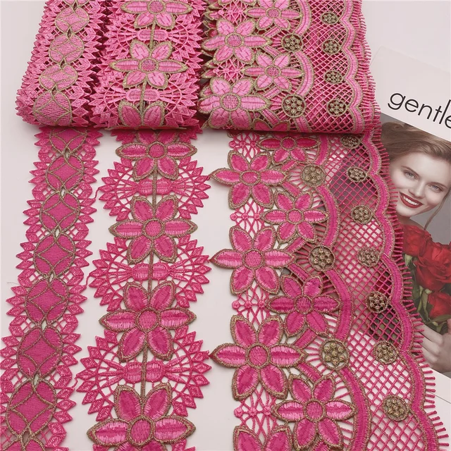 16colors in stock  Wholesale new Polyester Venise Lace suit african lace for wedding DIY crafted pink