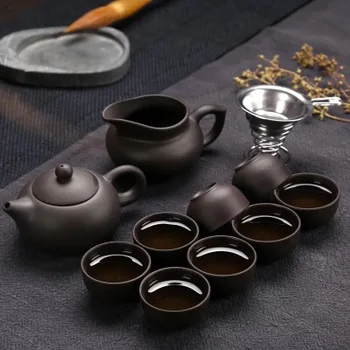 

Purple sand Kung Fu Tea set Home purple mud complete set of tea simple Xi Shi teapot teacup Ceramic tea set