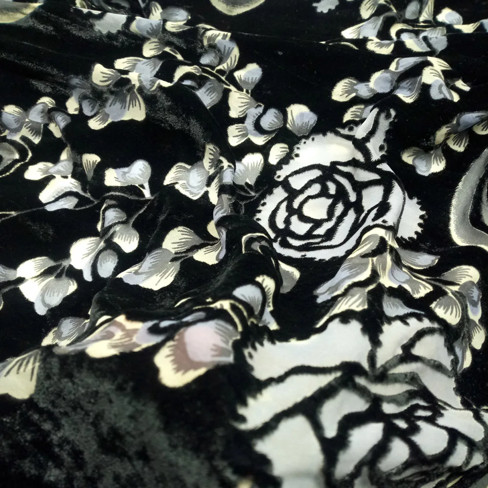 Вечерние платья из флока DIY выгорает шелк вискоза cheongsam мягкий цветок материал свадебное платье украшение материал ткань