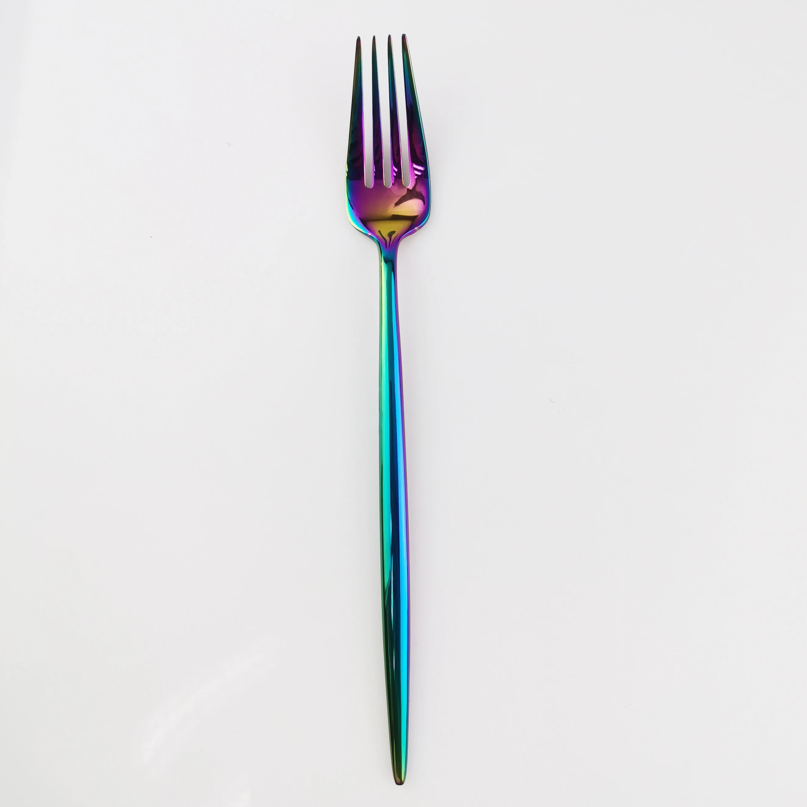 Fork 1 шт. набор посуды из нержавеющей стали Набор радужных столовых приборов нож вилка обеденная ложка набор серебряных изделий набор столовой посуды для кухни - Цвет: Fork