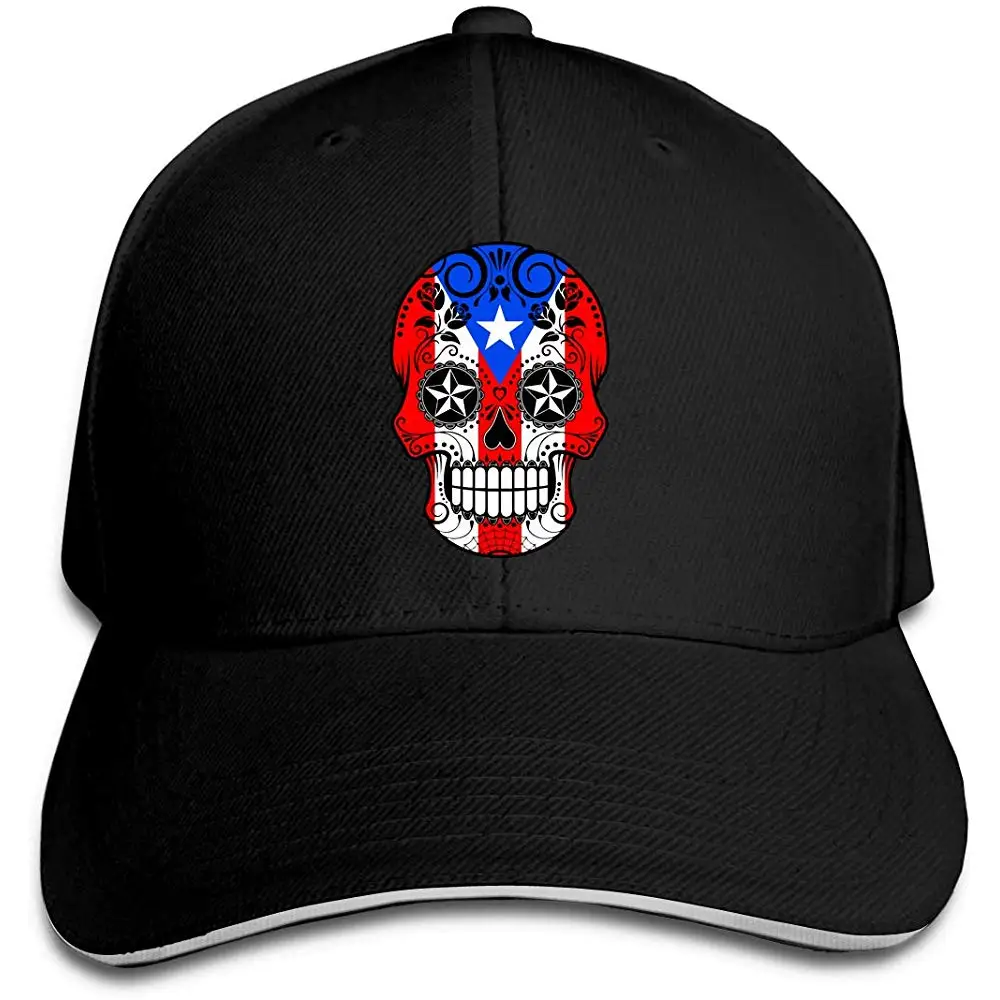 Мужская бейсболка с изображением сахарного черепа с розами и флагом пуерто-Рико