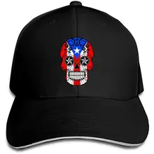 Мужская бейсболка с изображением сахарного черепа с розами и флагом пуерто-Рико