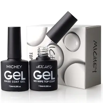 

7.5ml MICHEY Base and Top Gel Set-Fast Dry Long Lasting Gel Nail Polish Kit Soak Off Varnishes