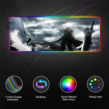 

XGZ Large Mouse Pad Final Fantasy Anime RGB with LED Anime Mouse Pad Computer Game MousePad Computer Keyboard Desk Mat