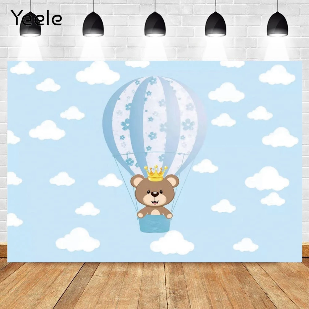 

Yeele Blue Sky Cloud Hot Air Balloon Newborn Baby Boy Birthday Party Backdrop Photography Background Photocall Photophone Prop