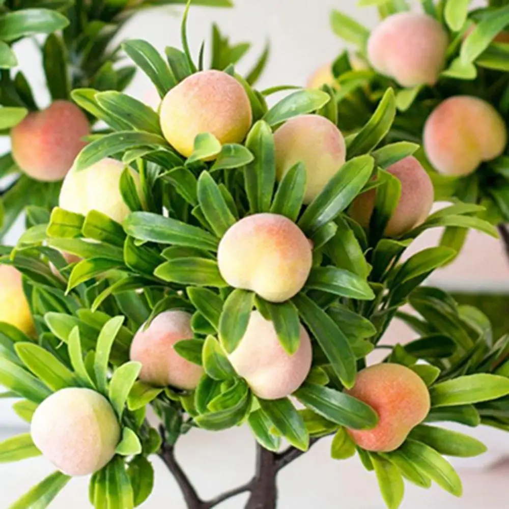 1Pc Artificial Plants for Home Decor Realistic Peach Fruit Tree Potted Bonsai Desktop Ornements Table | Дом и сад