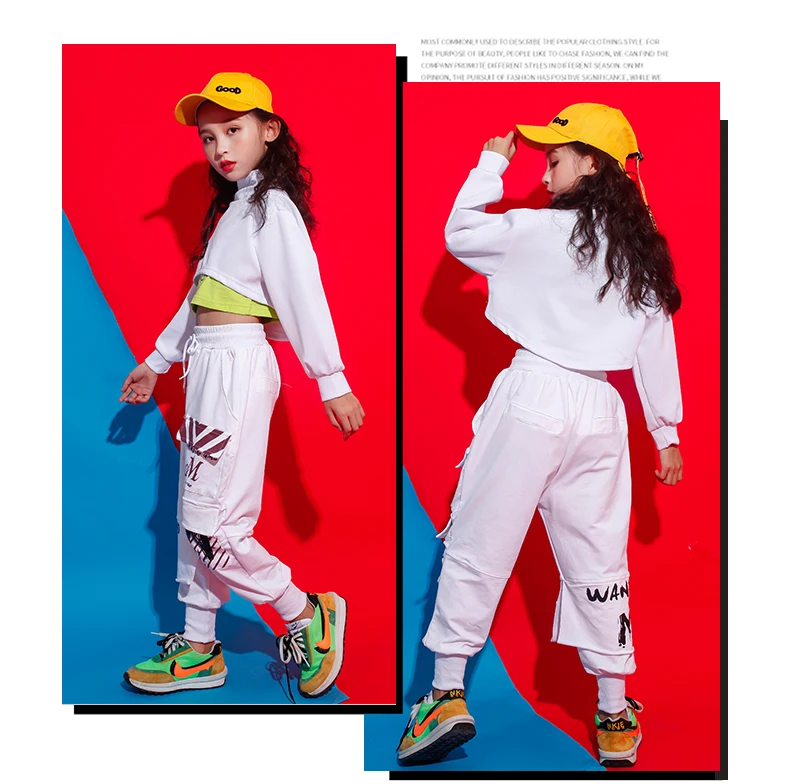 New Arrival 2019 Hip Hop 3 Pcs Sets Cotton Teenage Girls Street Dance Clothing Crop Tops Pants Vest Jazz Streetwear Sports Suits (4)