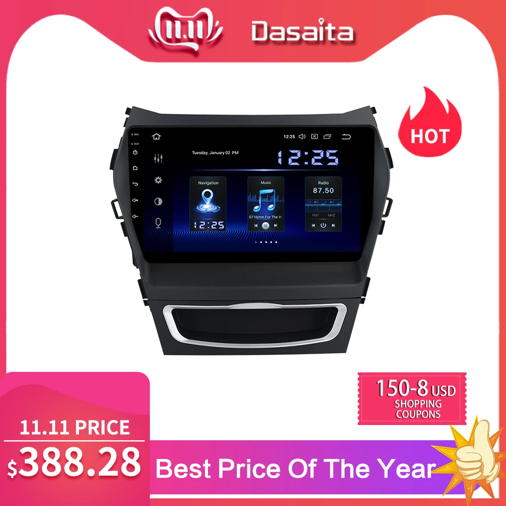 Автомагнитола Dasaita 1 Din Android 9,0 для hyundai IX45 2013 2014 2015 Авторадио 64 Гб rom MP3 HDMI Автомобильный стерео