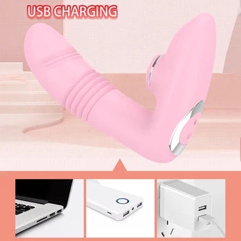 Telescopic Vibrator for Woman Wearable Heating Butterfly Dildo Panties Vibrators Adult Sex Toys Anal G Spot Clitoris Stimulator 4