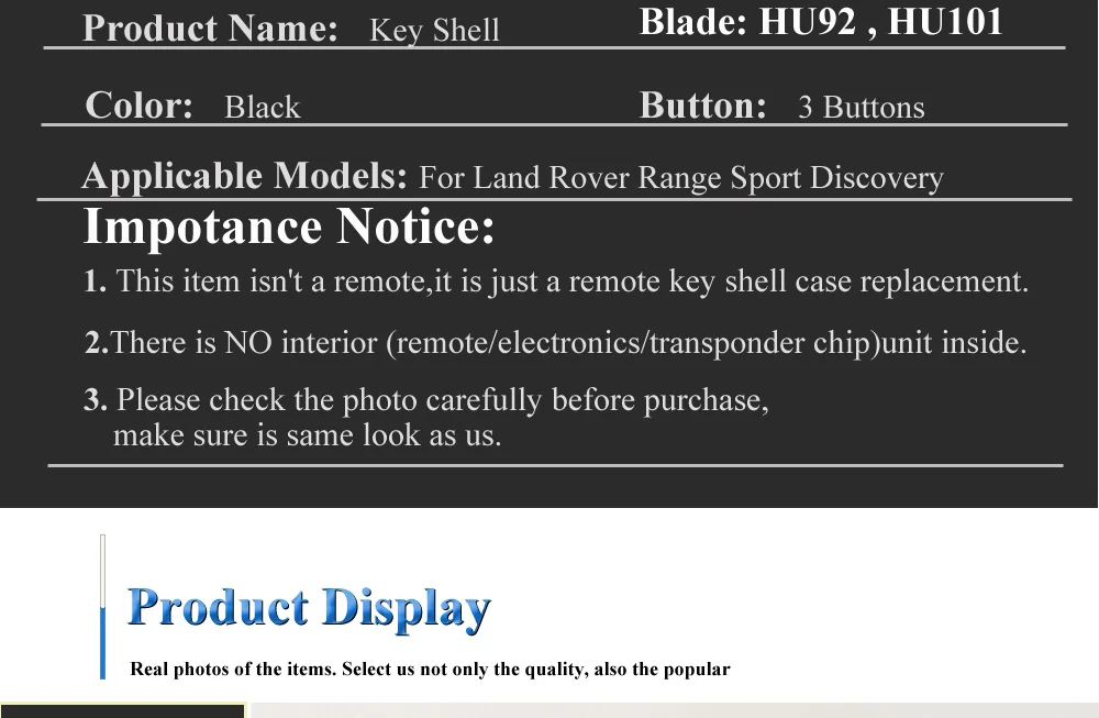 Keyforkess 10pcs Chiave A Distanza di Vibrazione Borsette Caso Fob 3 Pulsante Per LAND ROVER Range Rover Sport LR3 Freelander Evoque discovery Sport - H97ddd0a075e6486fbfd3c43747b379efb