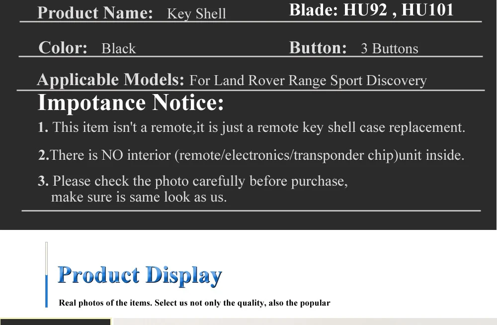 Сменный Чехол jingyuqin с 3 кнопками и пультом дистанционного управления, чехол для автомобильного ключа, стильный чехол для LAND ROVER Range Rover Sport LR3 Discovery HU92 HU101