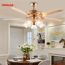 Роскошная обувь золотистого цвета с дистанционным Управление потолочный вентилятор+ лампа с E27 светодиодный база роскошный блестящий потолочный вентилятор 110v 220v Ventilador De Techo