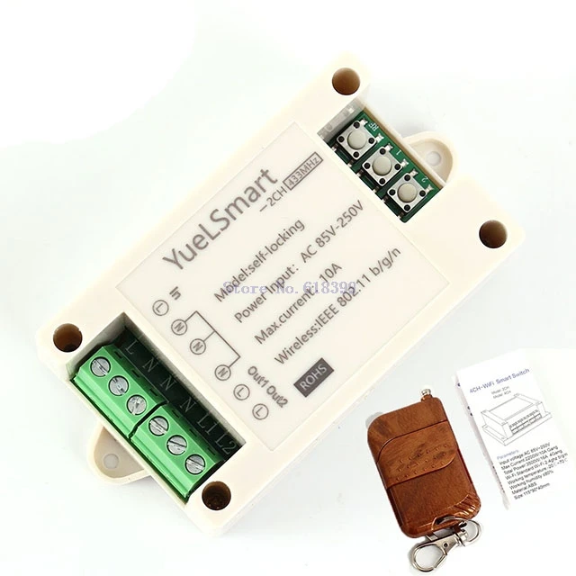 

A7-- 2-Channel 2.4G IoT Wireless WIFI Intelligent Control Switch AC 85V-250V 10A Relay Module with Remote Control Smart Phone