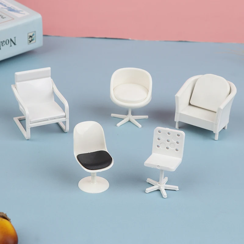 1:20 Dollhouse Miniature 9 Style White Plastic Furniture Chair Sofa Stool Model Doll House Decor Toy 6