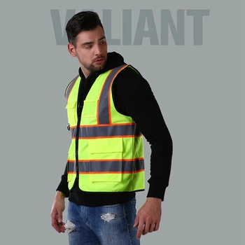 

Reflective Vest High Visibility Multi Pocket Safety Gear Outdoor Protector Tank Top Construction Security Guard Outer Wear