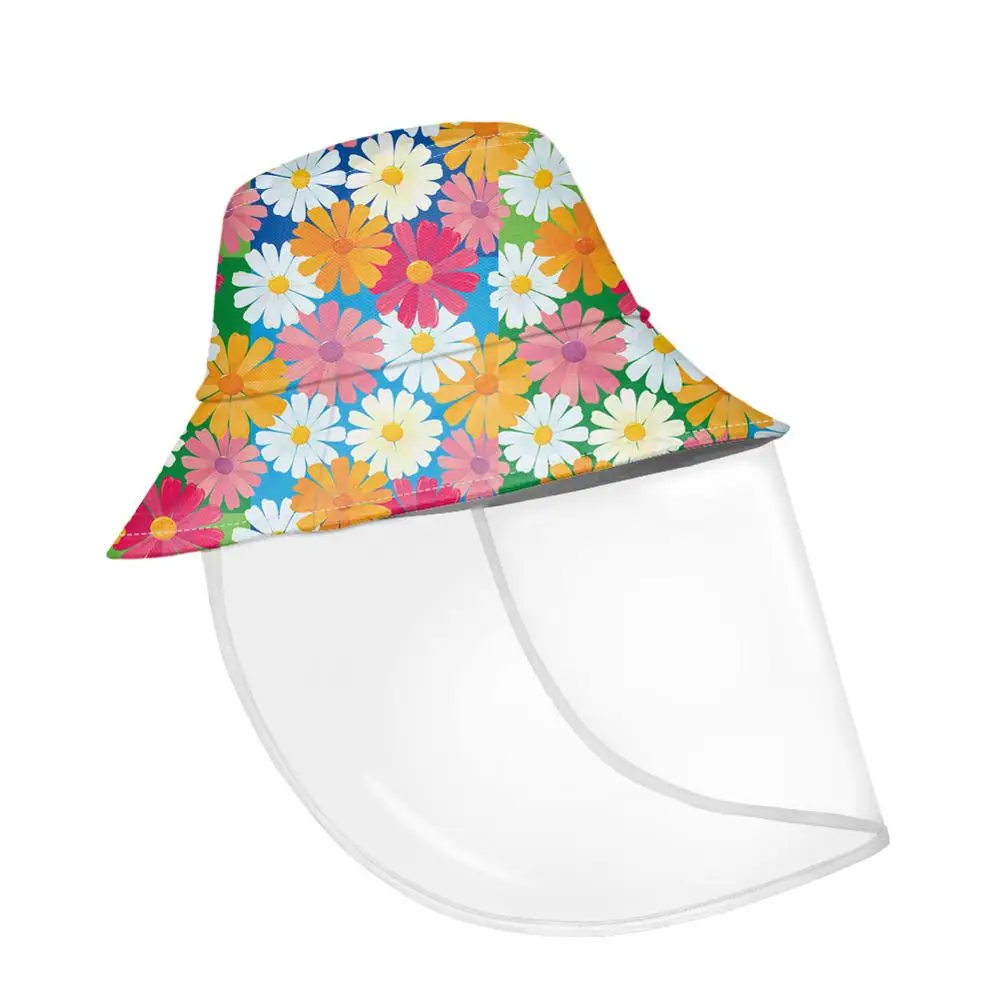 

NOISYDESIGNS Summer Bucket Hats Women Detachable Colorful Daisy Prints Outdoor Travel Anti Spitting Protective Wiadro Kapelusze
