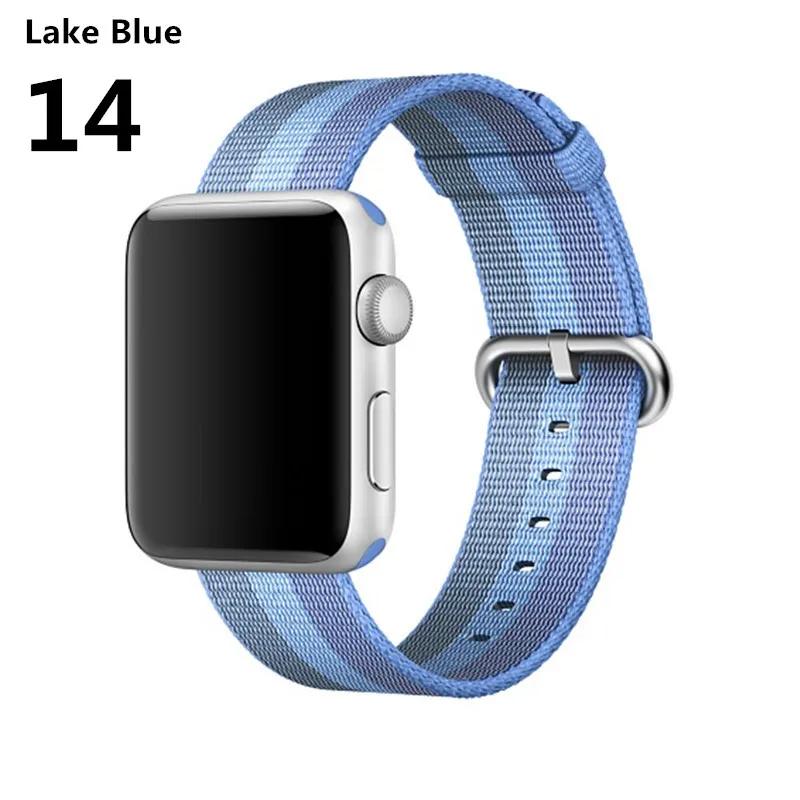 lake blue 14 Старый клиент nato ремешок для Apple Watch band 5 4 44 мм/40 мм 3 iwatch band 42 мм 38 мм correa тканый нейлоновый ремешок - Цвет ремешка: lake blue 14