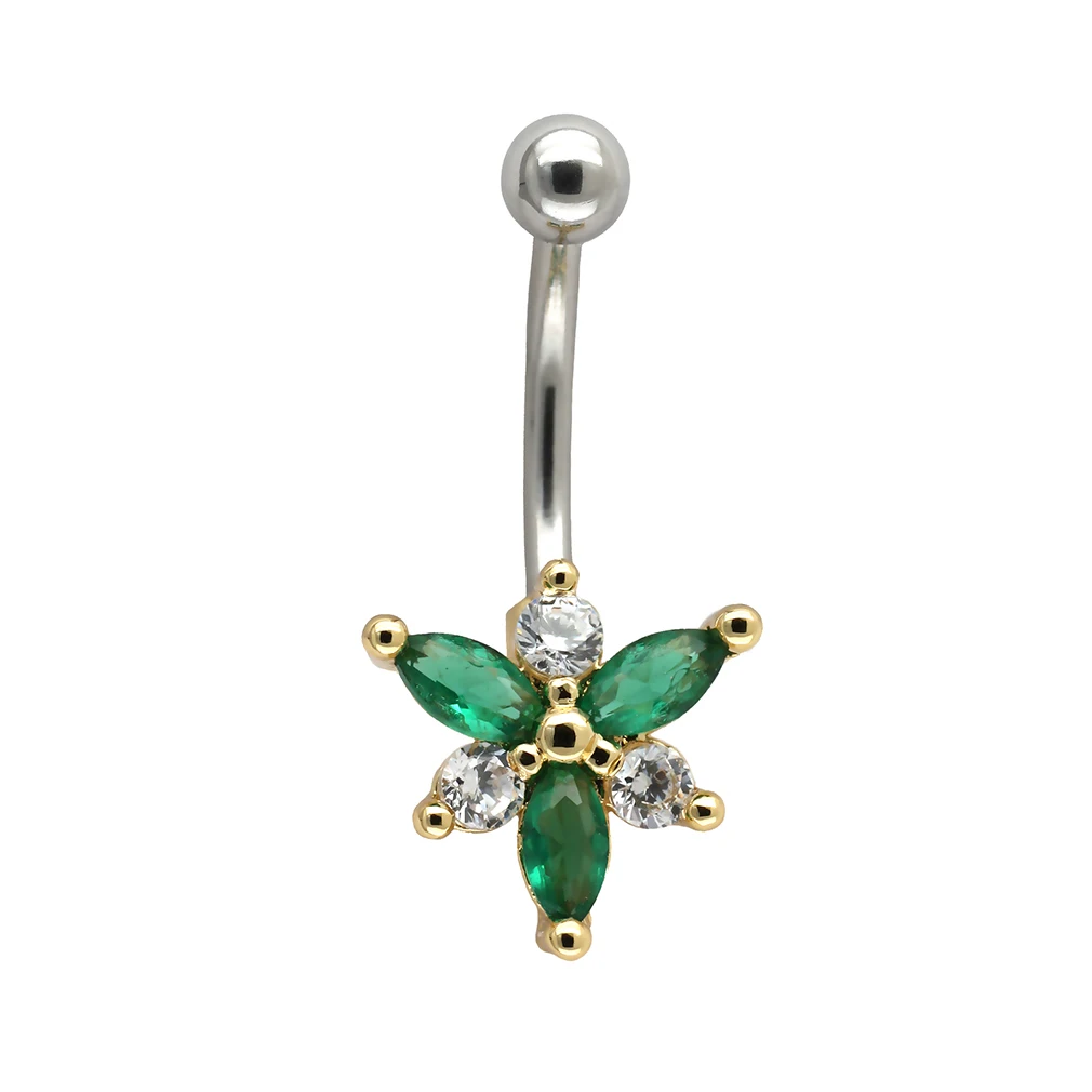 Покрытие антикварной бронзой MUSI 16G Eyebrow Ring 316L Surgical SS Flowers CZ Body Jewelry Eyebrow Piercing - Окраска металла: Покрытие антикварной бронзой