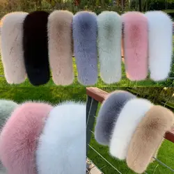 Fashion Faux Fox Fur Collar Coat Hat Decor Artificial Scarf Fur Hood Shawls Fur Collars Bib Soft Fake Fur Wool Colla J3q6