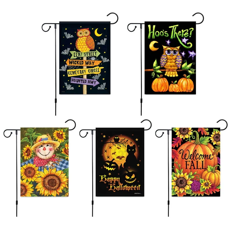 

30*45cm Christmas/Halloween Pumpkin Flower Sunflower Owl Garden Sign House Sunflower Banner Decoration Flag Decoration