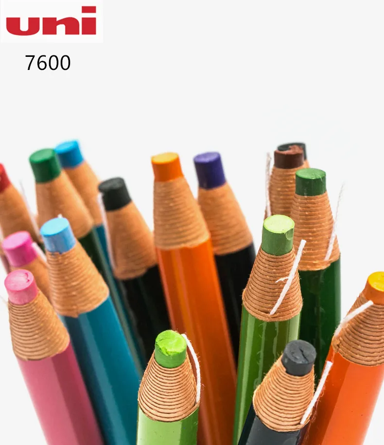 12 шт. Япония Uni 7600 мягкие цветные рулонные бумажные промышленные карандаши, масляные мелки, экологичные ручные рвущиеся разноцветные на выбор