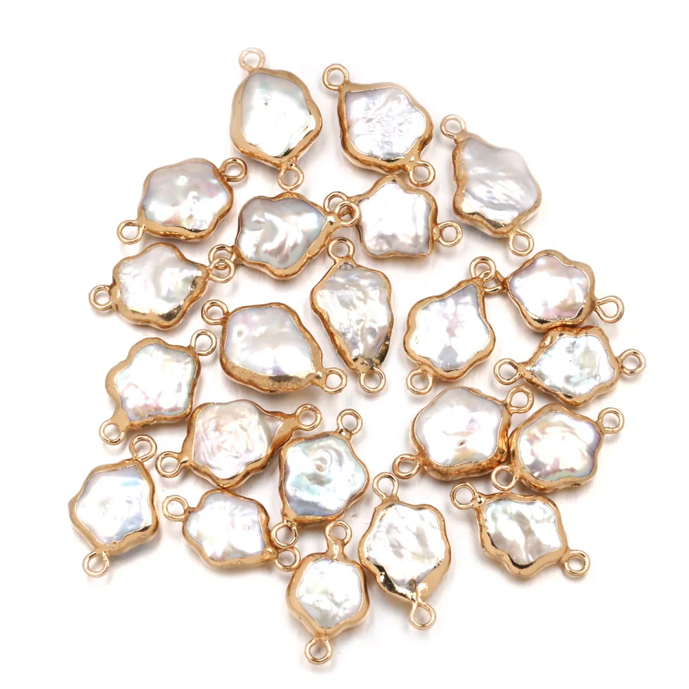 

Natural Freshwater Pearl Pendant irregular Double hole connector Pendants for Jewelry Making DIY Necklaces Accessories 10x22mm