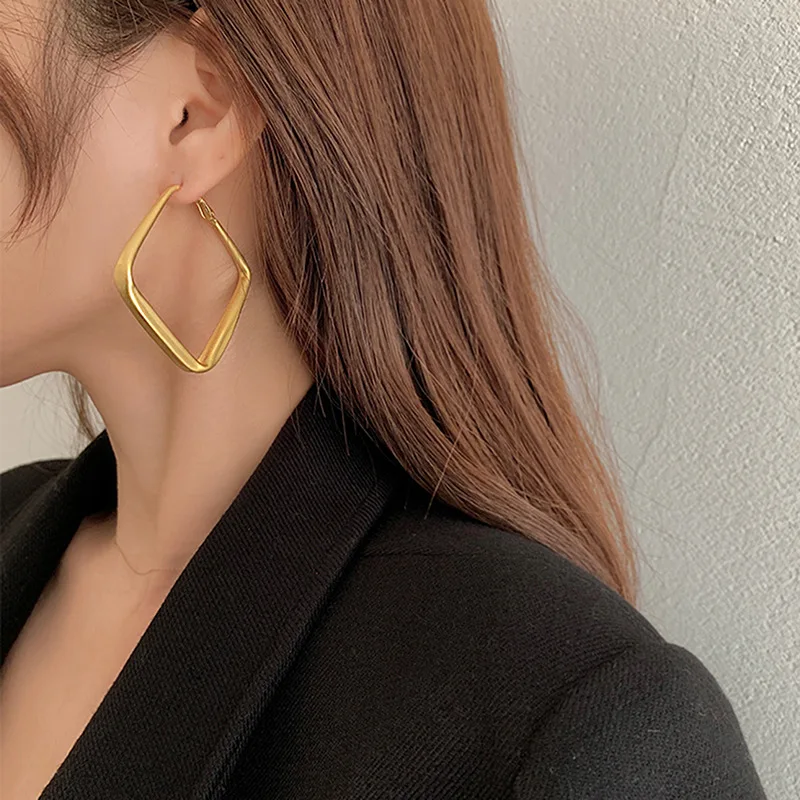 Big Square Clip on Earrings No Hole Ear Clips Geometry Minimalist Earring Without Piercing Metal Earrings Jewelry ER1067-1 ear clip earrings clip earrings ear clip