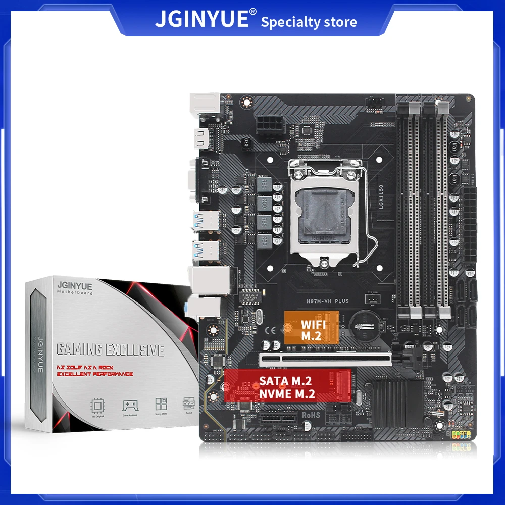 Jginyue H97 Motherboard Lga 1150 Support Intel Core Pentium Xeon Processor Ddr3 Non Ecc Ram Memory With Wifi Jack H97m Vh Plus Motherboards Aliexpress